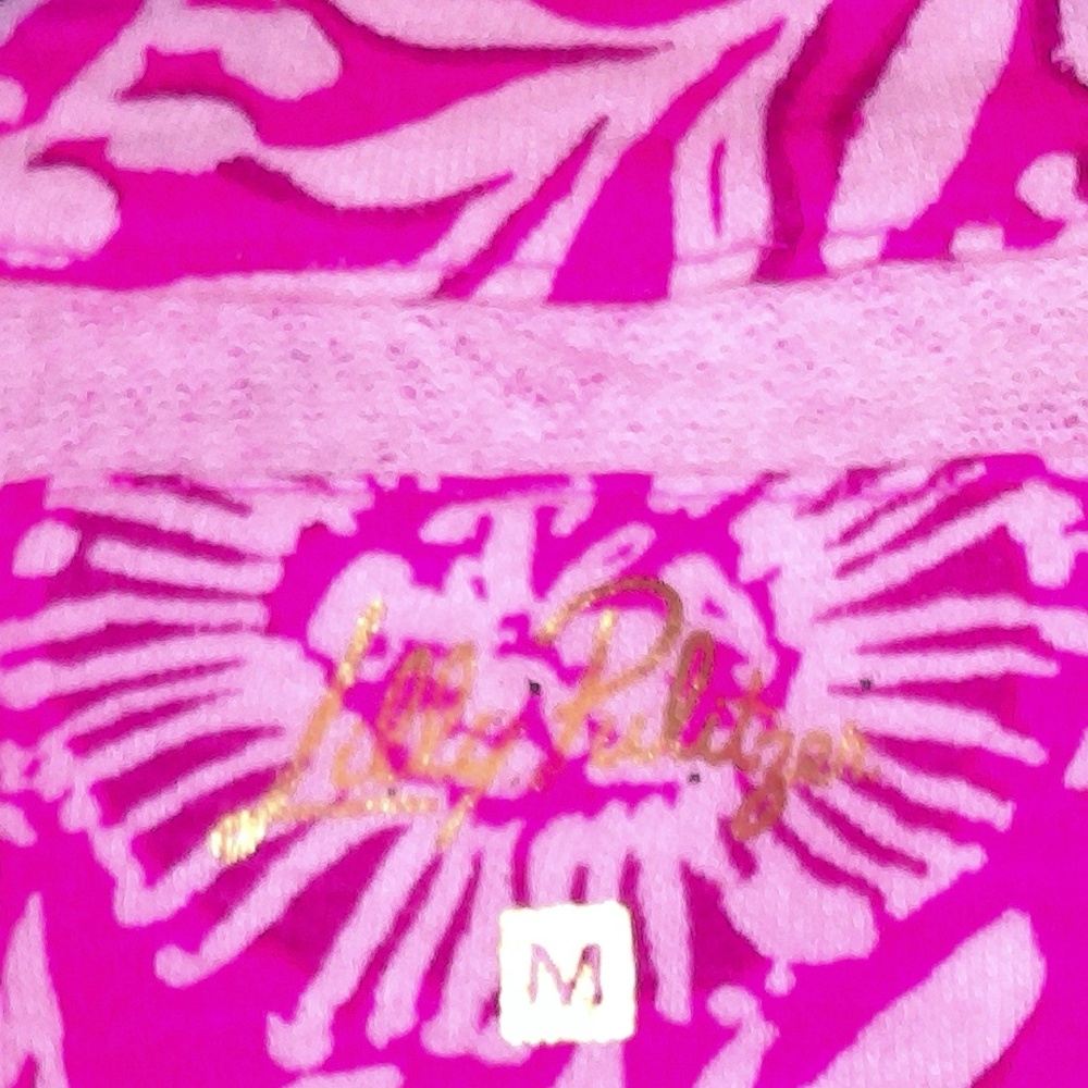 NWOT Lilly Pulitzer Ashley PopOver Half Zip Passion Pink Floral, Cotton Top SzM - Picture 7 of 9